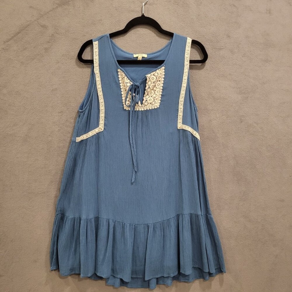 Kori America Dress Women's Size Small Boho Peasant Hippie Short‎ Lace Crochet